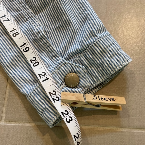 Elle Striped Cropped Denim Jacket Blue & White Women's S - Picture 8 of 12